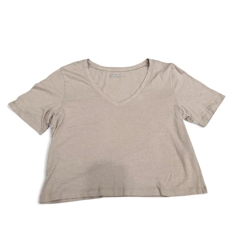 Abercrombie-fitch Women's Tan and Cream Crop-top